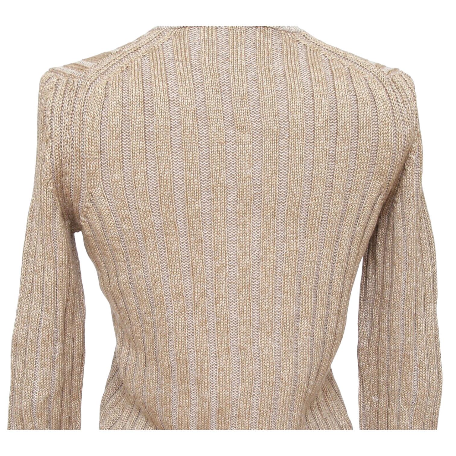 CHLOE Top Sweater Knit 3/4 Sleeve Beige Leather Ribbed Sz XS 2011 2