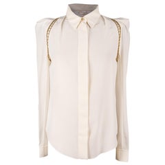 Top Chloe blanc d'hiver avec détails en métal doré 38 / 6