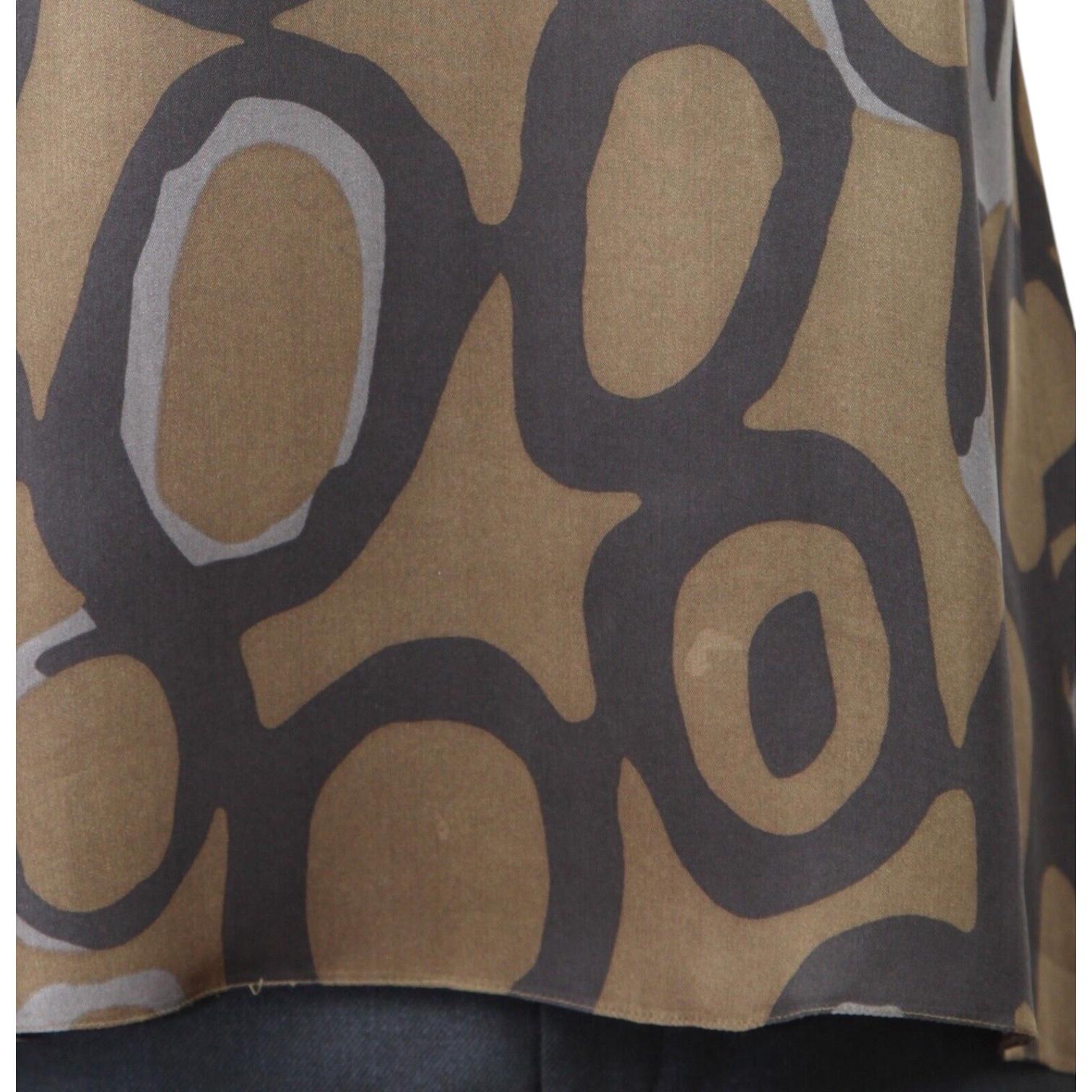 CHLOE Tops Silk Blouse Top Shirt Brown Grey Cap Sleeve Sz 34 07A For Sale 1