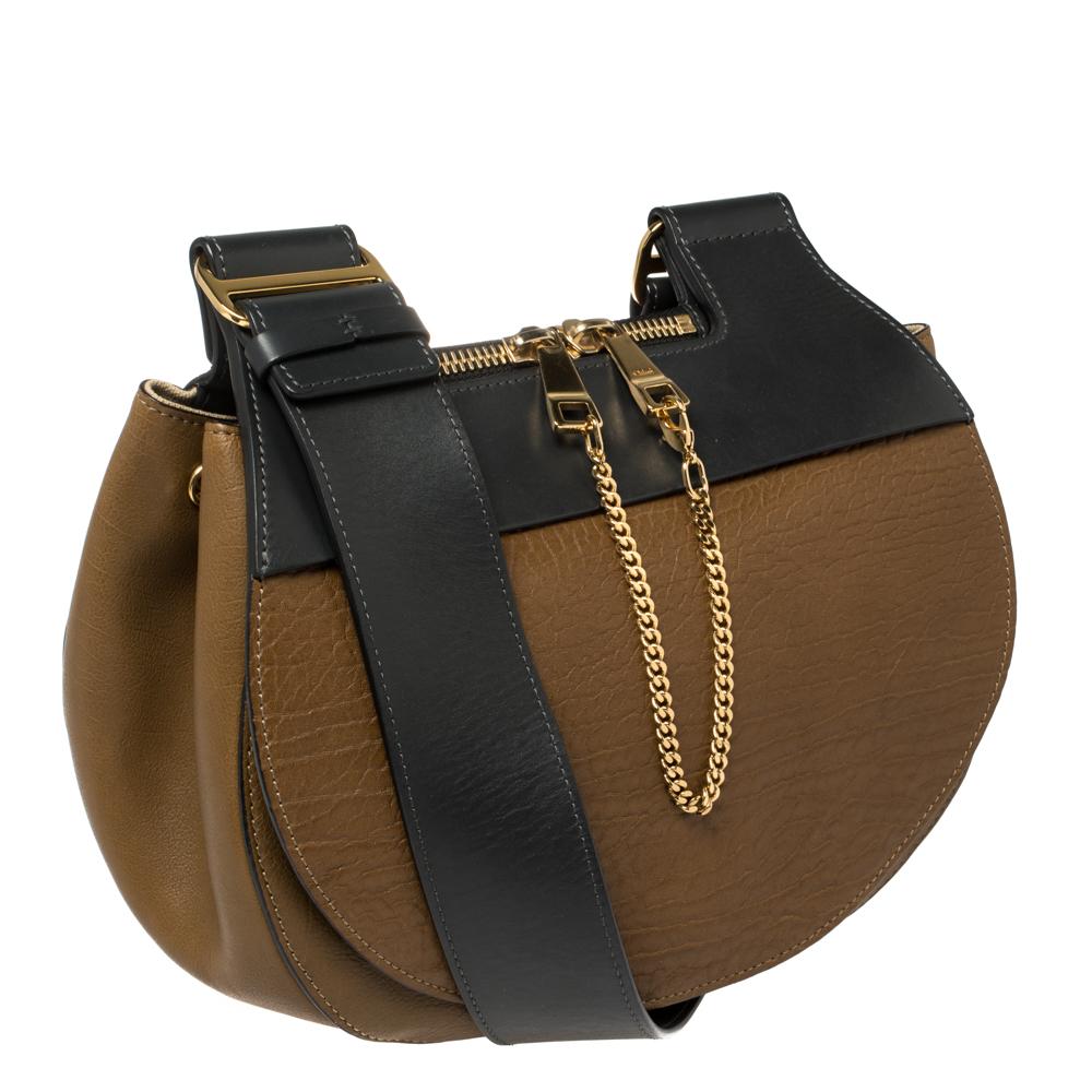 Chloe Tri Color Leather Drew Saddle Bag In Good Condition In Dubai, Al Qouz 2