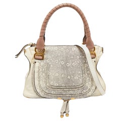 Used Chloe Tricolor Leather and Lizard Embossed Medium Marcie Bag