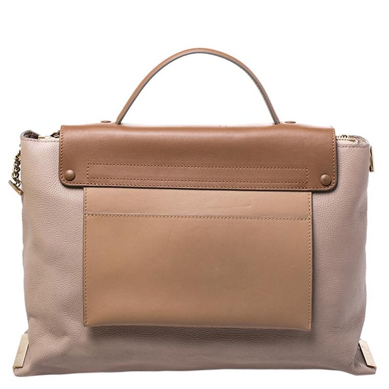 Chloe Tricolor Leather Large Clare Shoulder Bag For Sale at 1stDibs