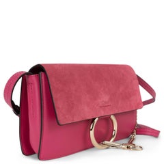 CHLOE Tulip red pink suede leather FAYE SMALL Crossbody Bag