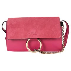 CHLOE Tulip red pink suede leather FAYE SMALL Crossbody Bag