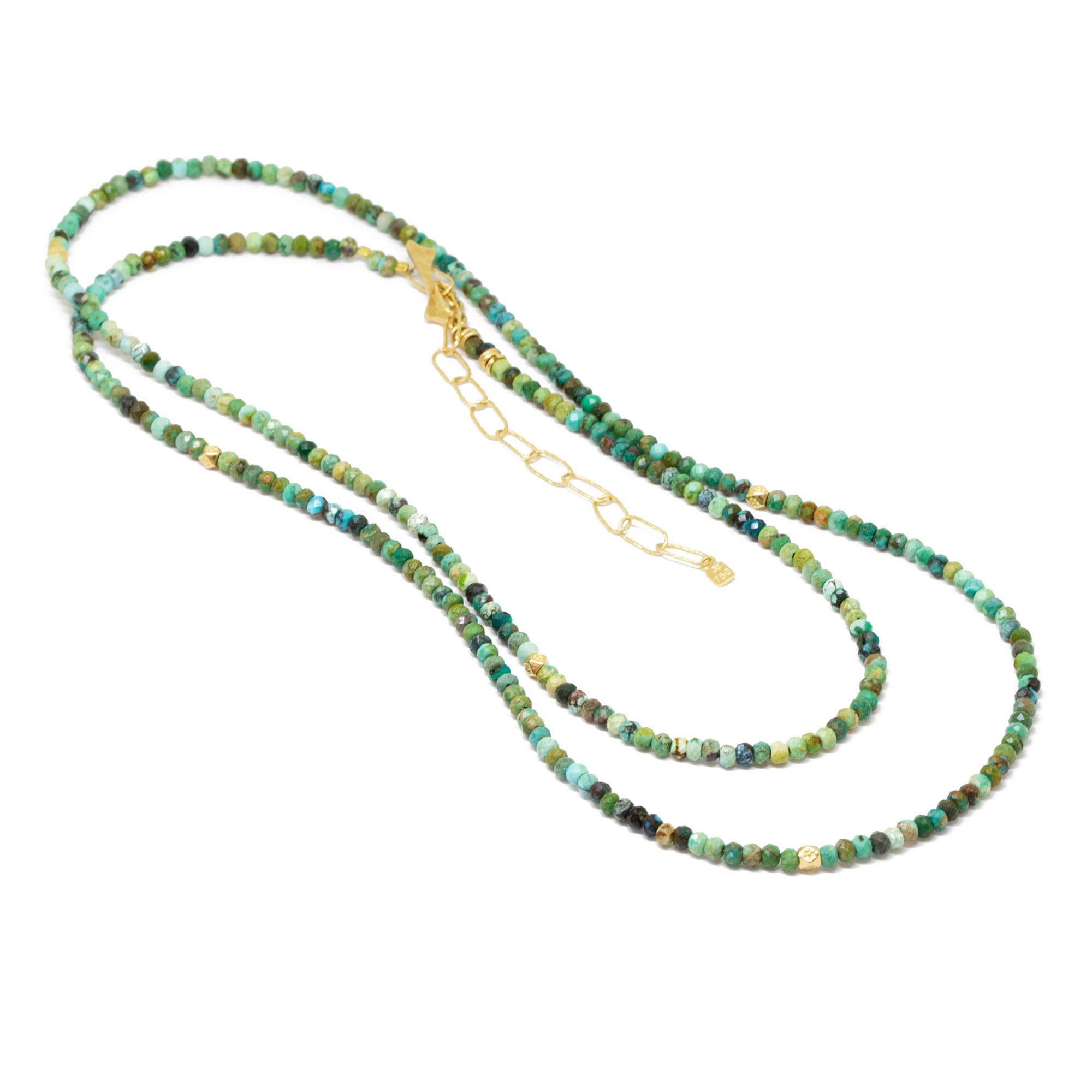 The best part about our Chloe Gold Gemstone Convertable Wrap isn’t just that it can be worn long, doubled-up, or as a wrap bracelet (although that’s pretty cool). It’s that you can thread any of our Charms onto the turquoise beads—have fun playing