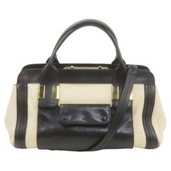 Vintage Chloe Two-Tone Black Boston Bag Duffle with Strap 863227