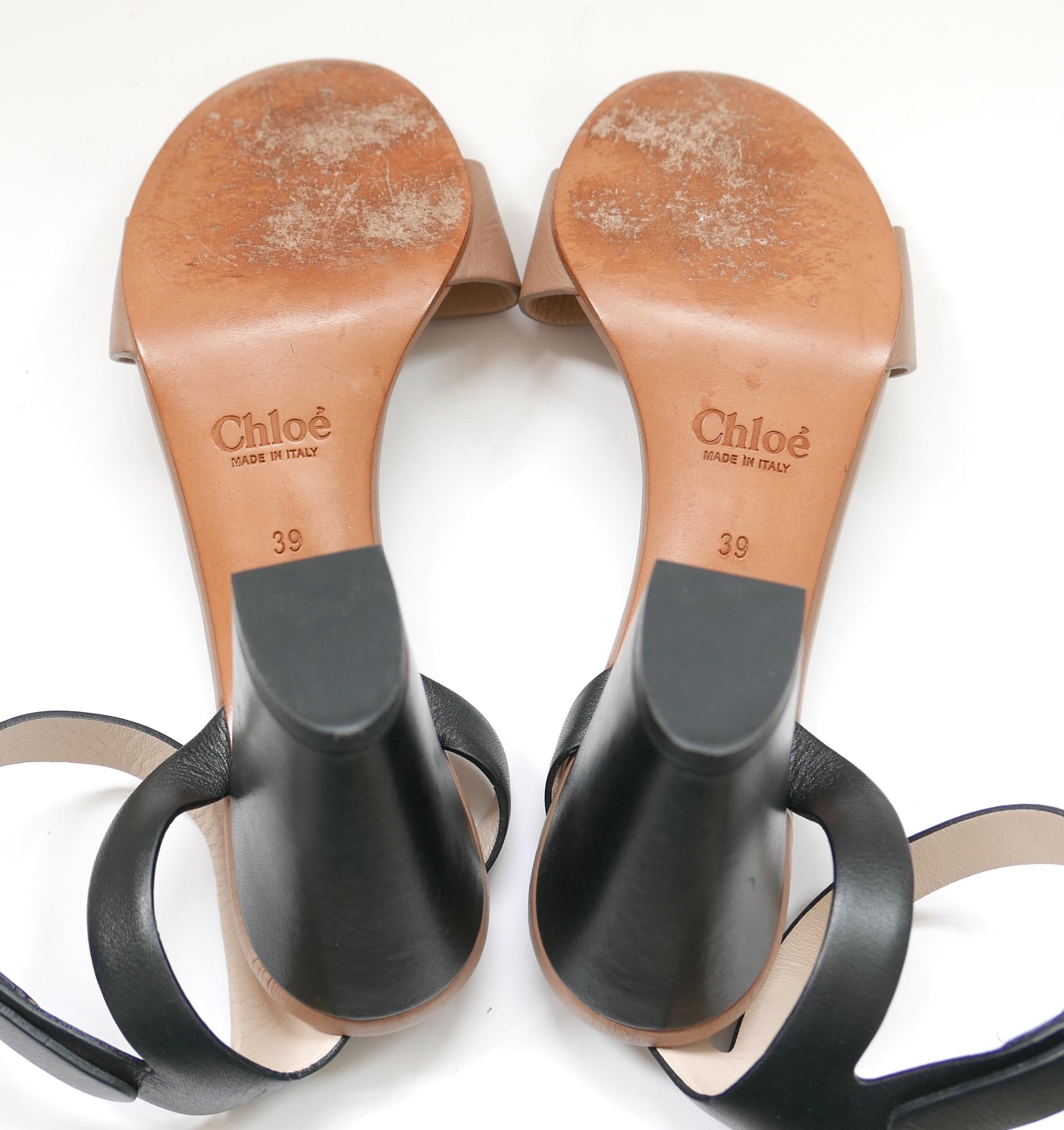 Chloe two tone block heel sandals 1