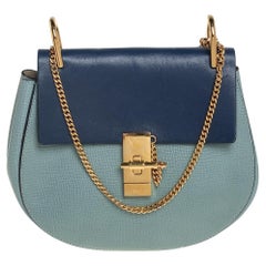 Chloe Two Tone Blue Leather Medium Drew Shoulder Bag