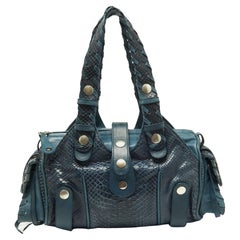 Chloe Two Tone Blue Python and Leather Silverado Satchel