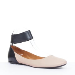 CHLOE two tone leather wide ankle strap round toe dress ballet flats EU37.5