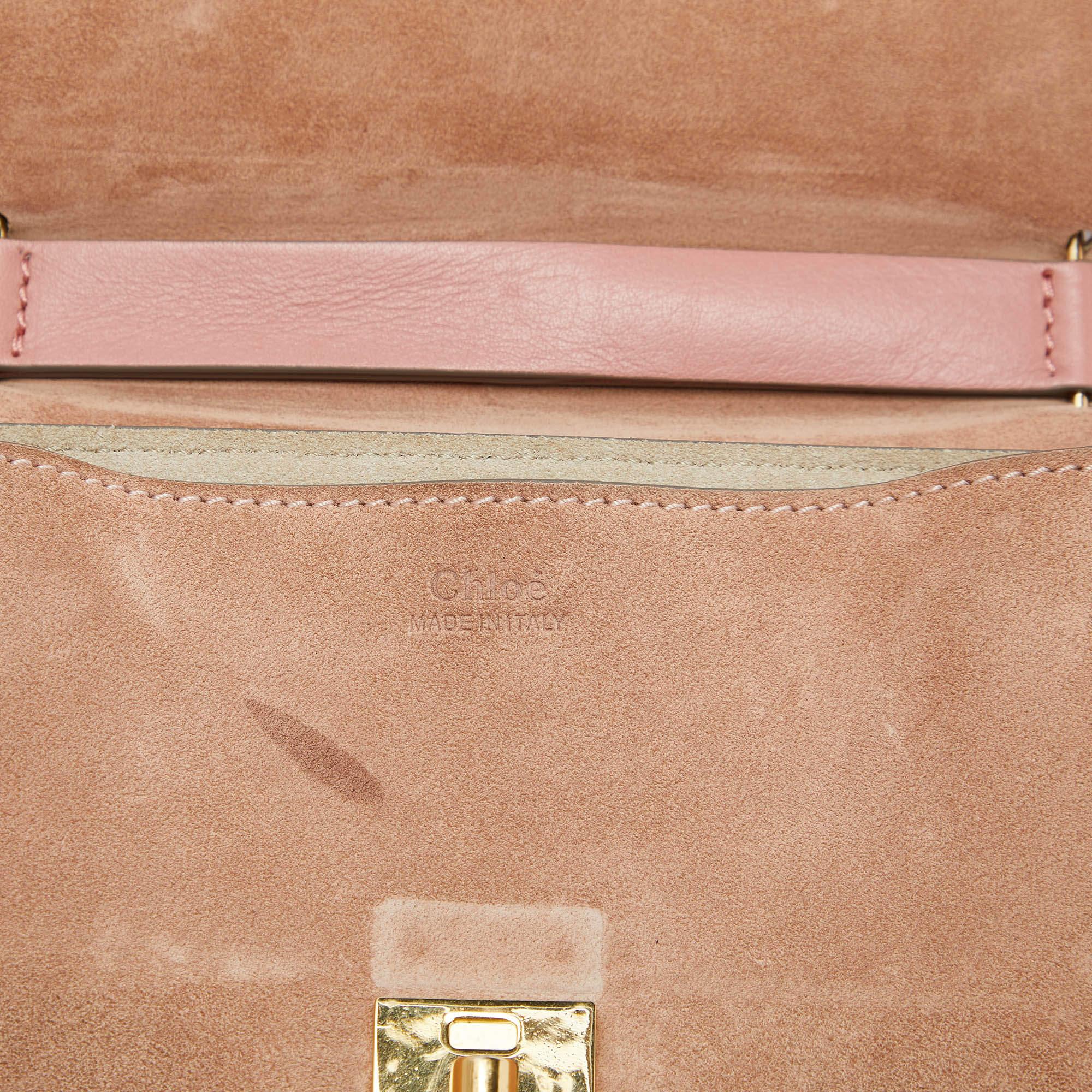 Chloe Two Tone Peach Leather and Suede Medium Drew Shoulder Bag 2