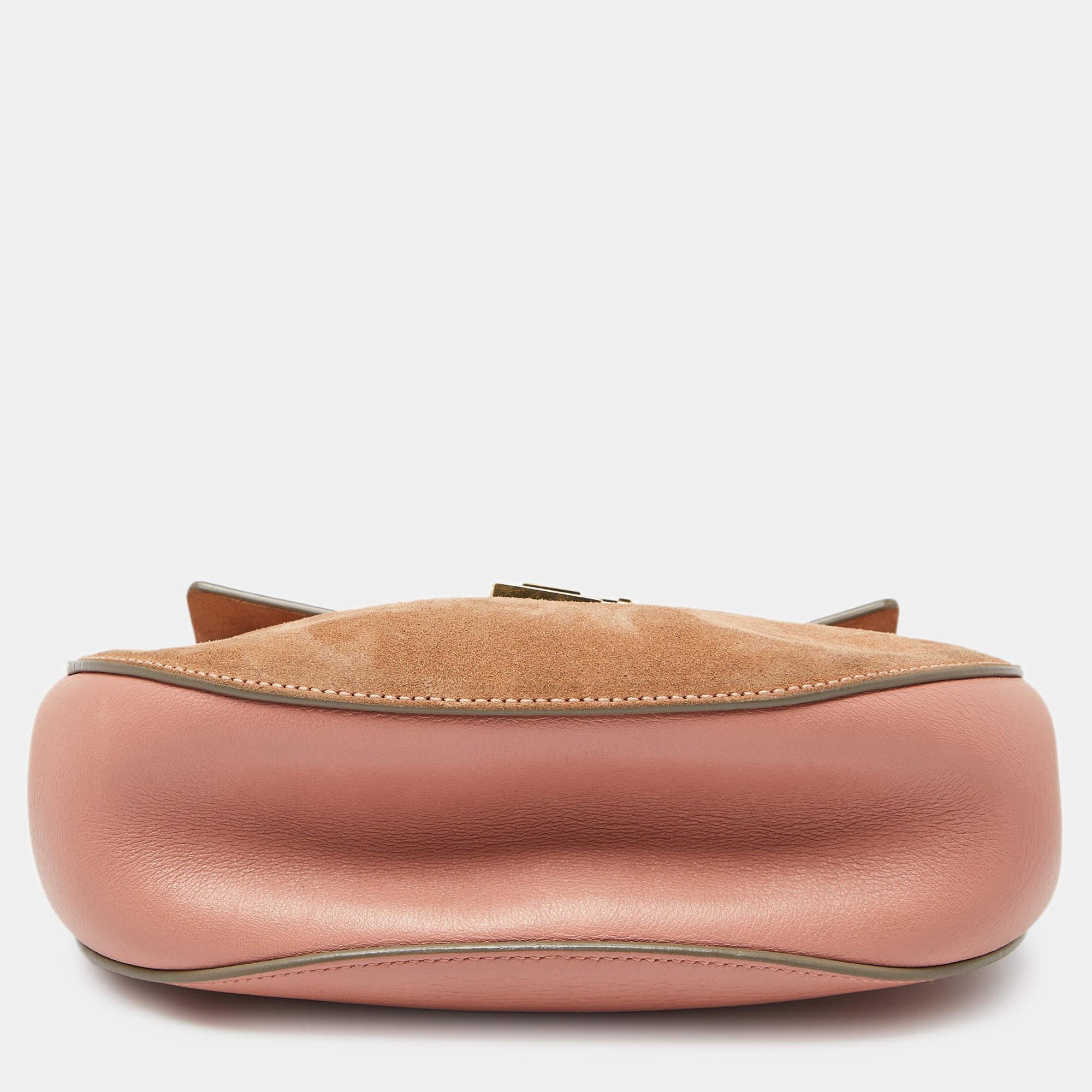 Chloe Two Tone Peach Leather and Suede Medium Drew Shoulder Bag 3