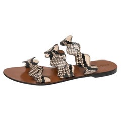 Chloe Sandali piatti Lauren in pelle goffrata pitonata bicolore taglia 39