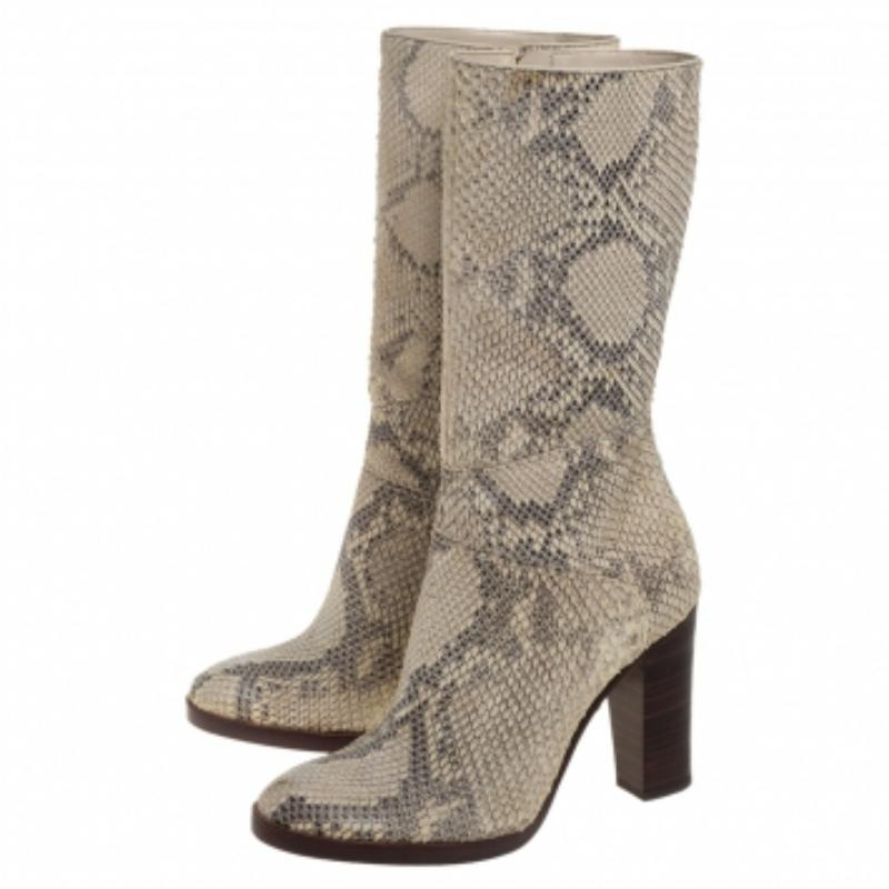 Chloé Two Tone Python Knee High Adelie Boots Size 35 For Sale 5