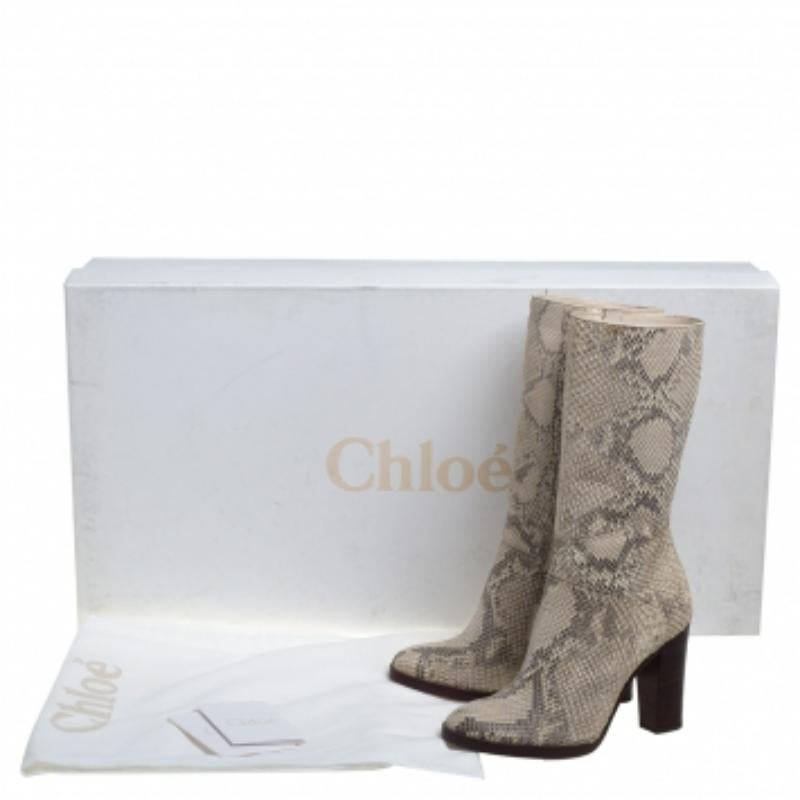 Chloé Two Tone Python Knee High Adelie Boots Size 35 For Sale 4