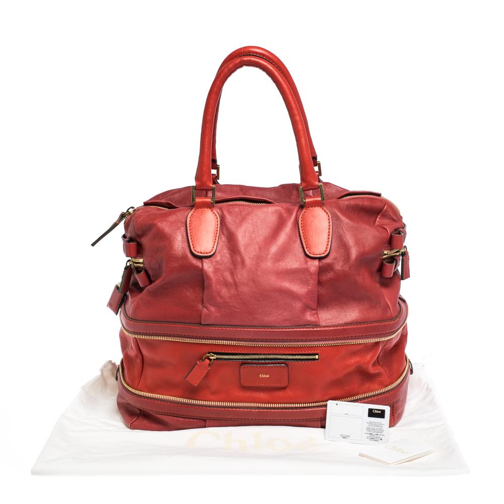 Chloe Two Tone Red Leather Andy Expandable Satchel 6