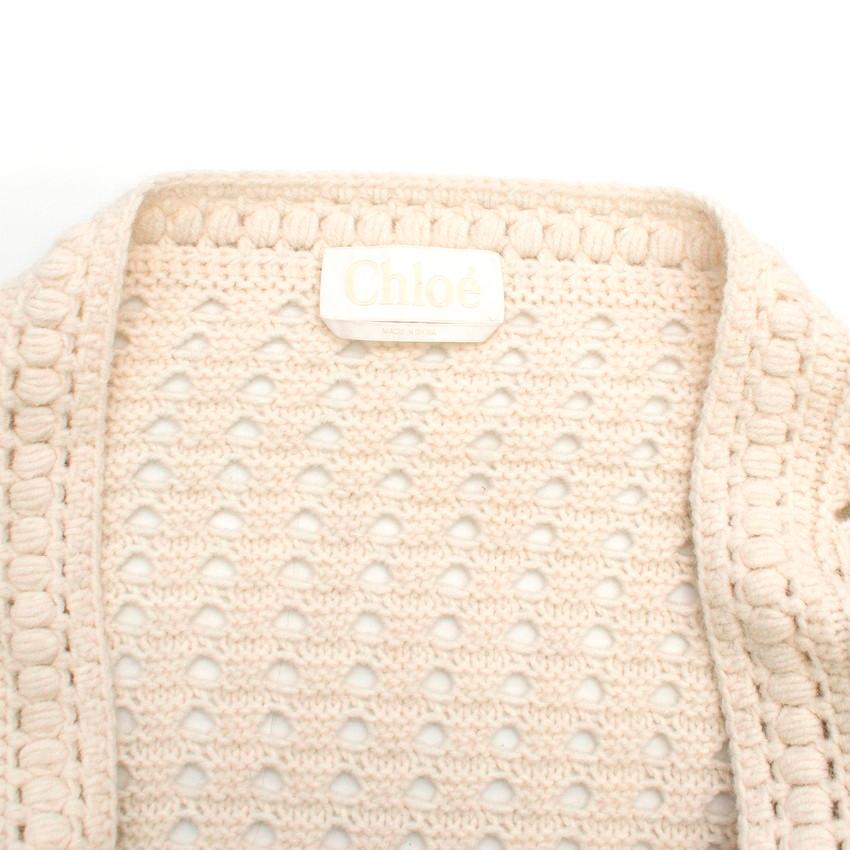 Chloe Vanilla Asymmteric Open Knit Cardigan M-L In Excellent Condition For Sale In London, GB