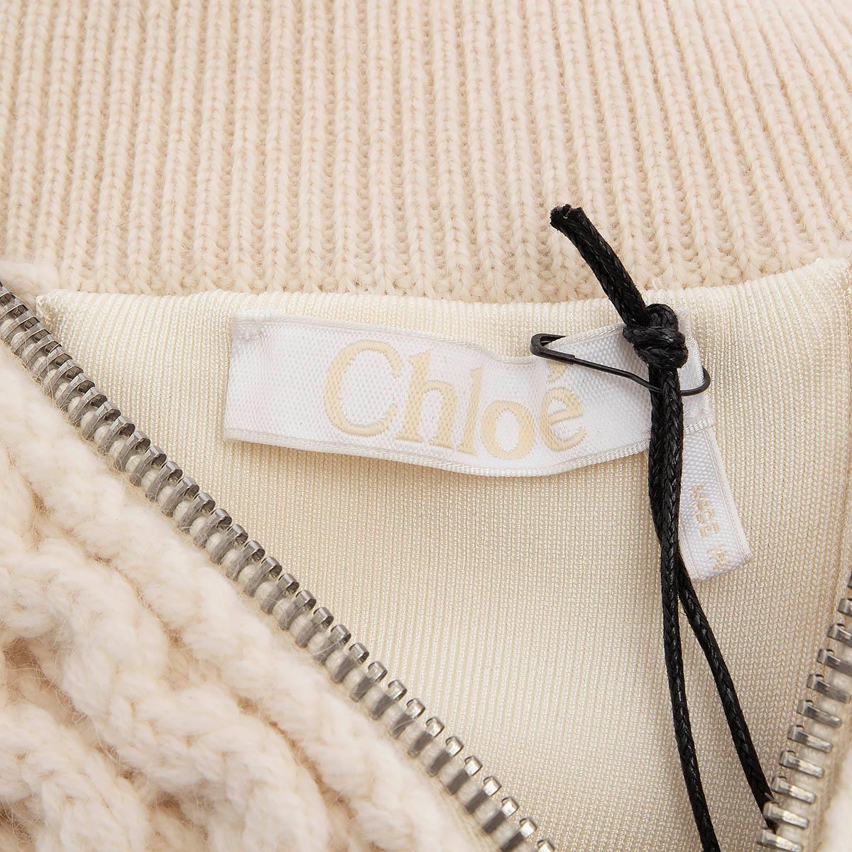 CHLOE Vanilla Ice ivory wool & alpaca ZIP FRONT TURTLENECK Vest Sweater XS For Sale 1