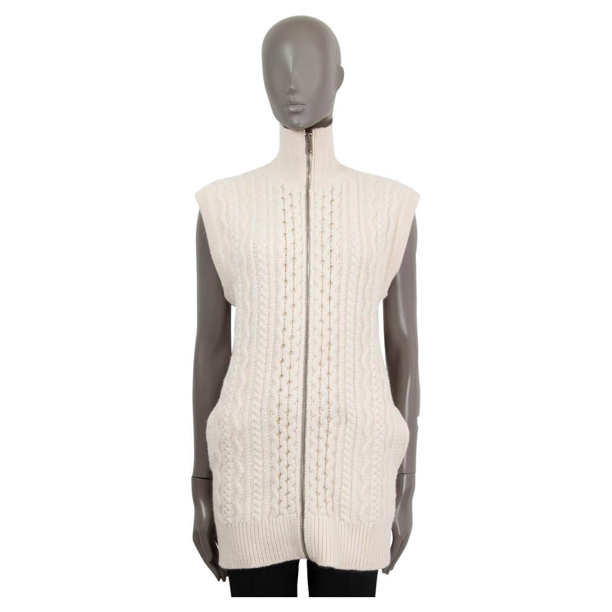 CHLOE Vanilla Ice ivory wool & alpaca ZIP FRONT TURTLENECK Vest Sweater XS