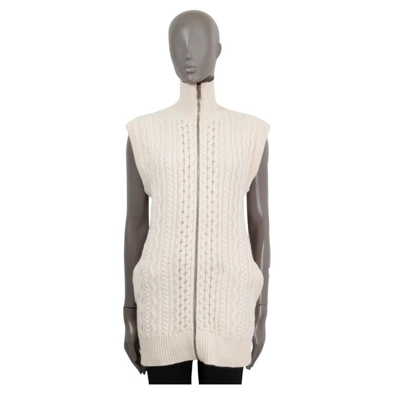 CHLOE Vanilla Ice ivory wool and alpaca ZIP FRONT TURTLENECK Vest ...