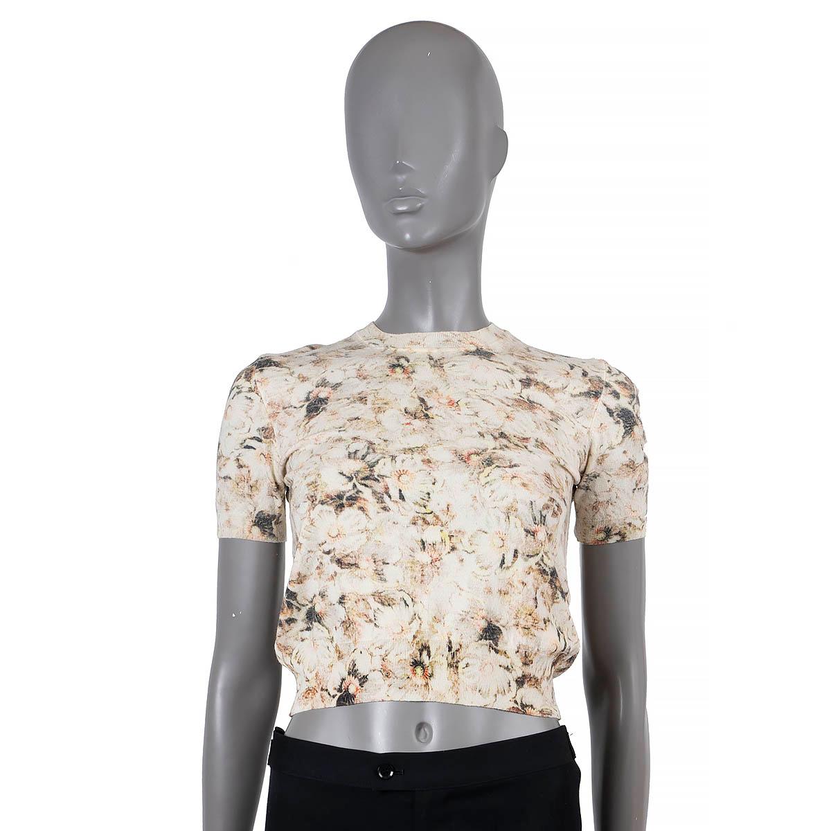 Women's CHLOE vanilla wool 2012 FLORAL CROPPED SHORT SLEEVE Sweater M fits S For Sale