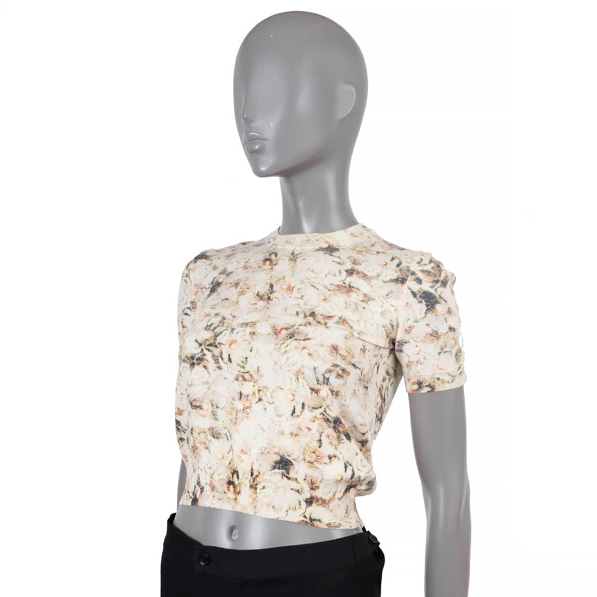 CHLOE vanilla wool 2012 FLORAL CROPPED SHORT SLEEVE Sweater M fits S For Sale 1