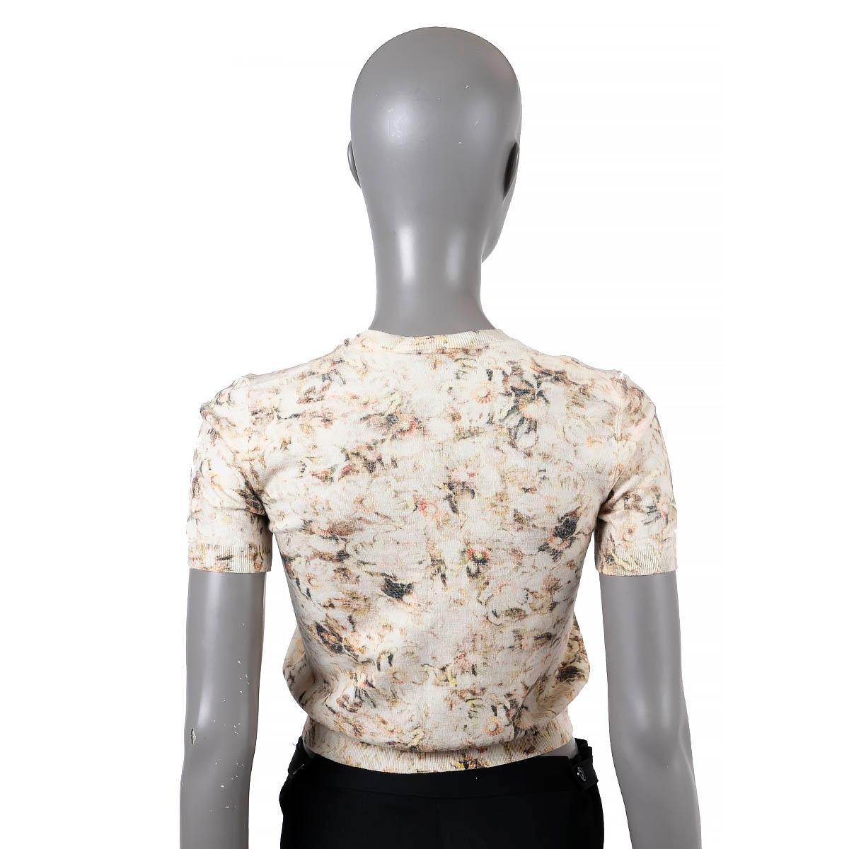 CHLOE vanilla wool 2012 FLORAL CROPPED SHORT SLEEVE Sweater M fits S For Sale 2