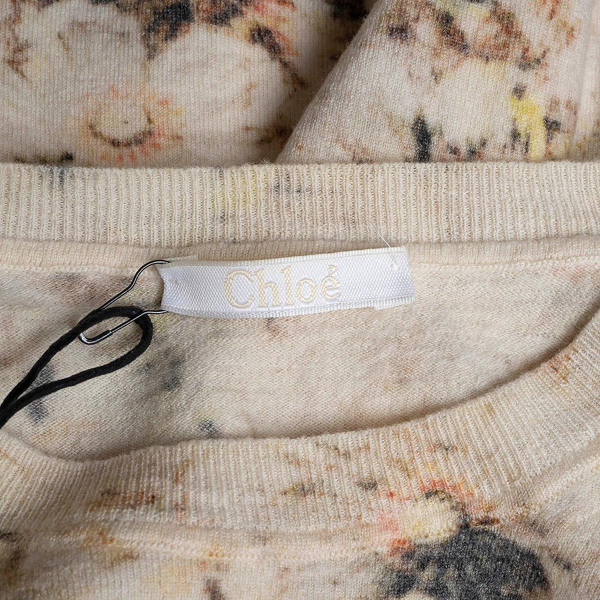 CHLOE vanilla - Pull à manches courtes en laine à capuche florale, 2012 - Taille M - S en vente 3