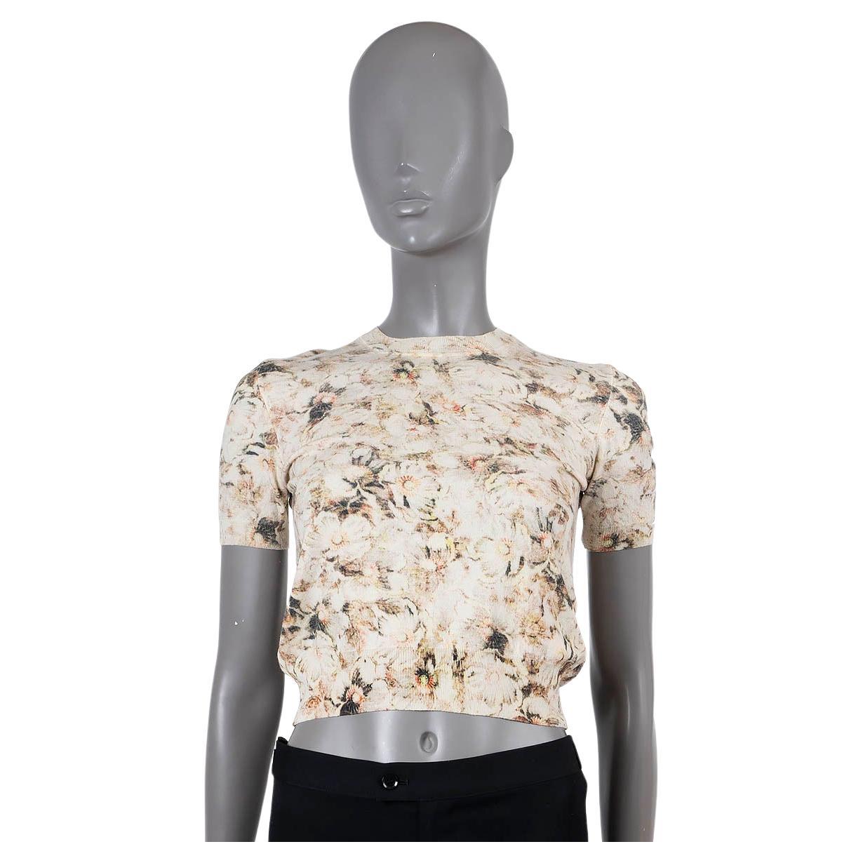 CHLOE vanilla wool 2012 FLORAL CROPPED SHORT SLEEVE Sweater M fits S For Sale