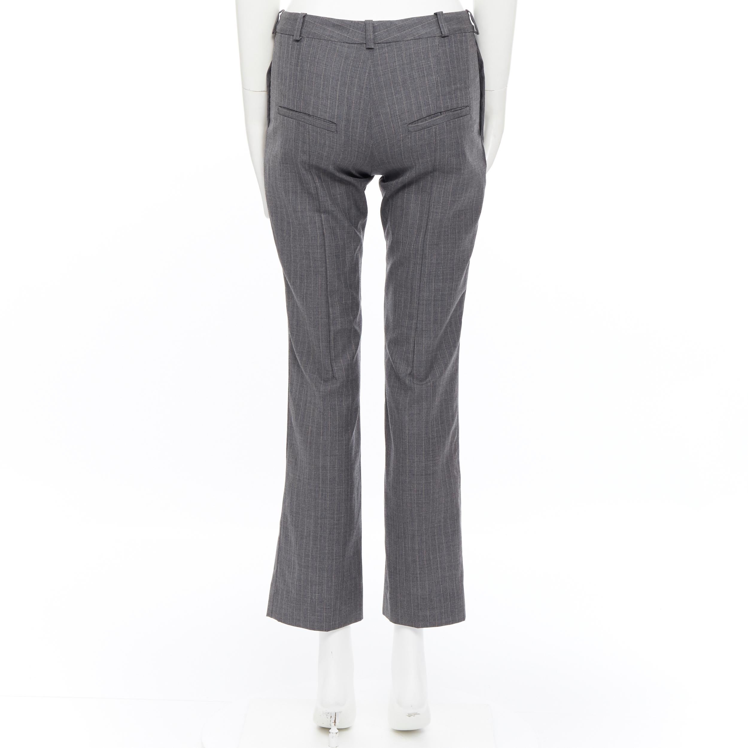 Gray CHLOE Vintage 100% wool grey pinstripe low rise straight leg trousers pants FR34