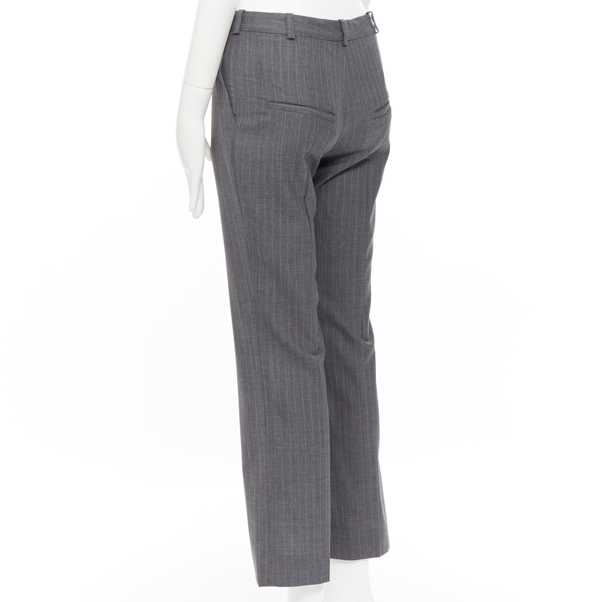 Women's CHLOE Vintage 100% wool grey pinstripe low rise straight leg trousers pants FR34