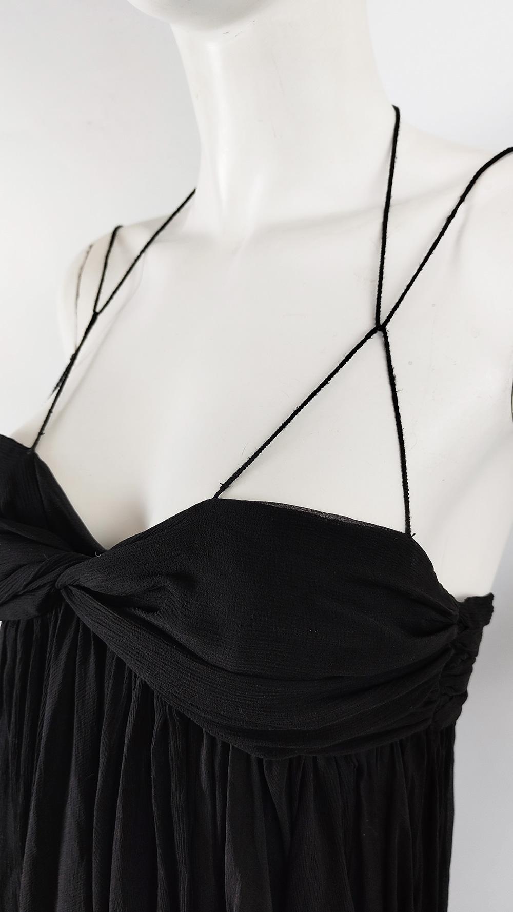 Donna Abito da sera Chloe Vintage in chiffon di seta nero, vestito formale per la festa, anni '90 in vendita