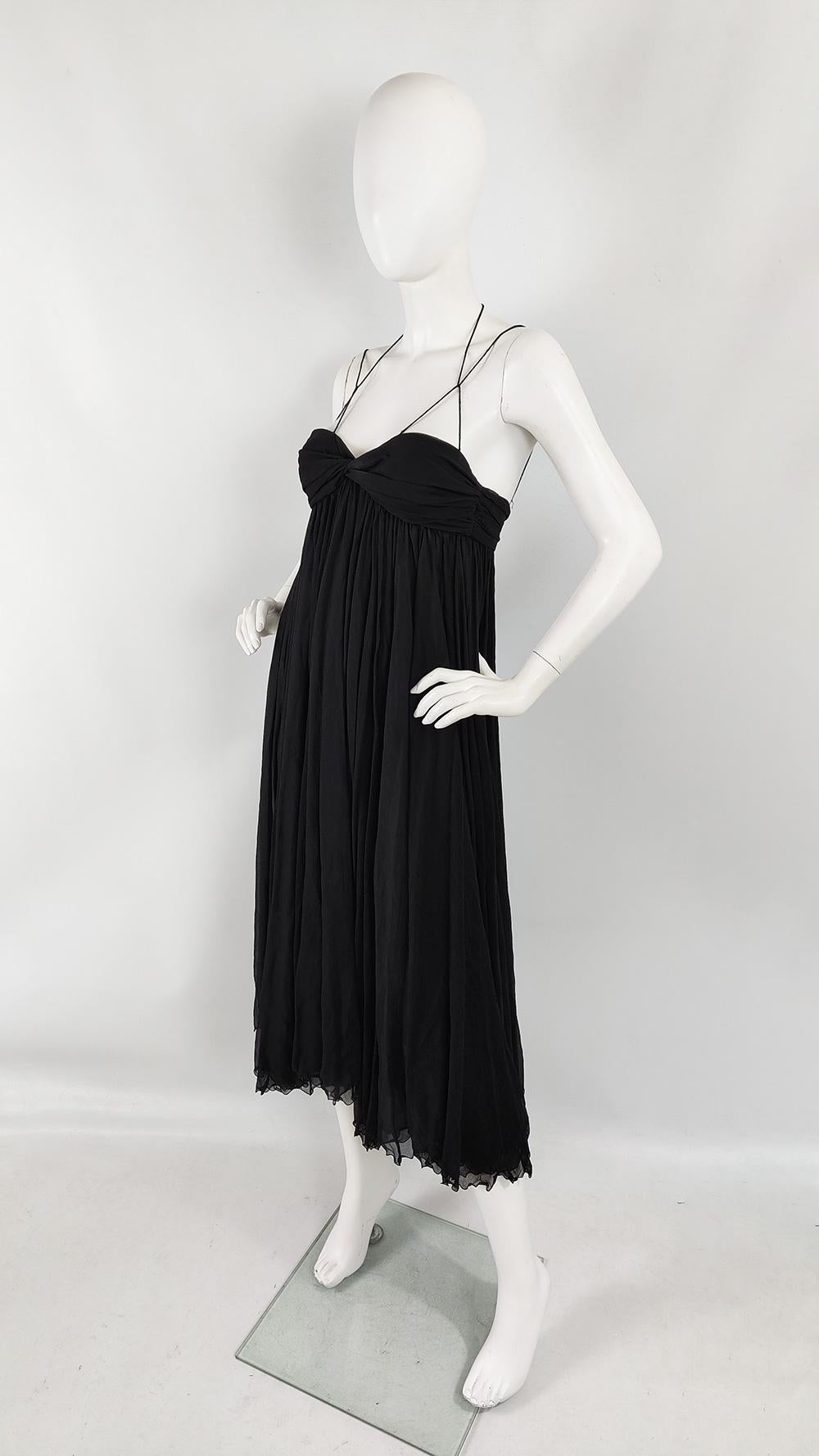 Abito da sera Chloe Vintage in chiffon di seta nero, vestito formale per la festa, anni '90 in vendita 2