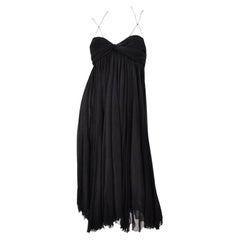 Chloe Vintage Black Silk Chiffon Evening Gown Prom Party Formal Dress, 1990s