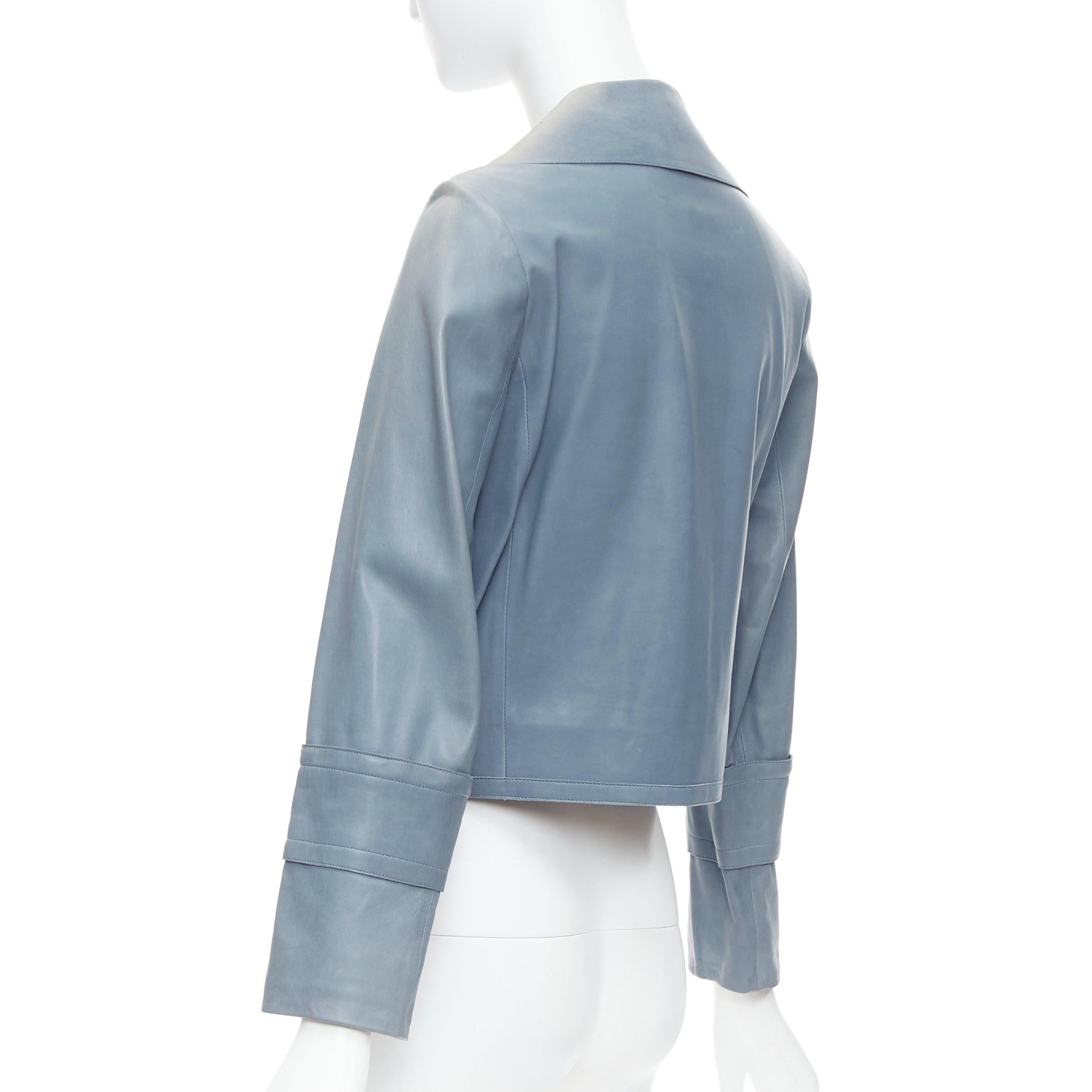 CHLOE Vintage blue lambskin leather military cropped jacket FR36 XS 3