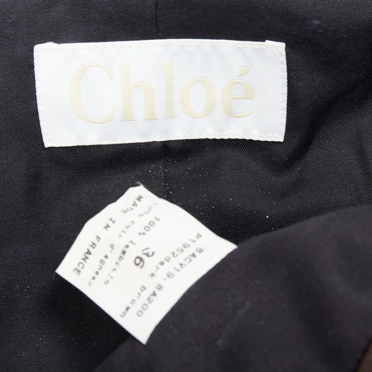 CHLOE Vintage brown lambskin leather military cropped jacket FR36 XS 5