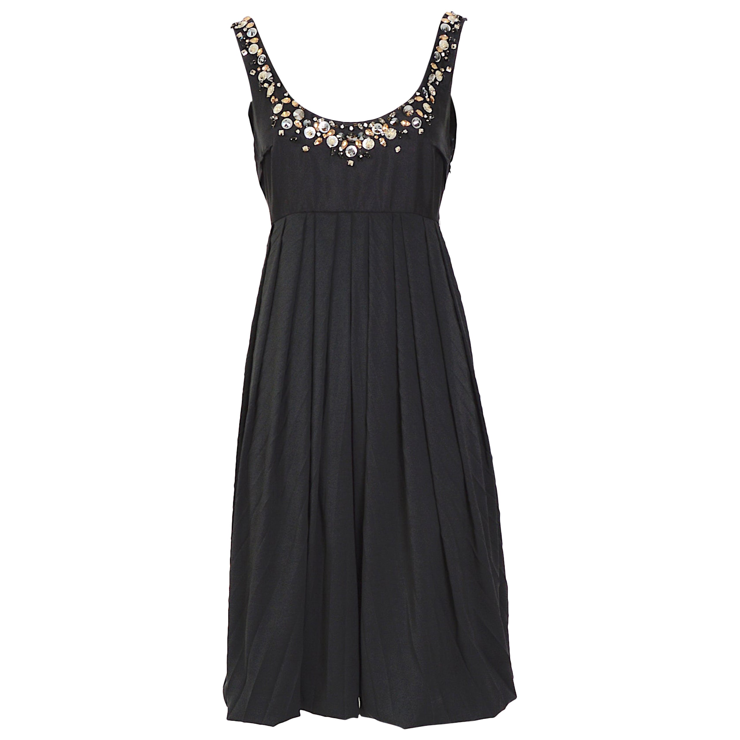 Abito Chloé vintage circa 2007 in seta nera impreziosita