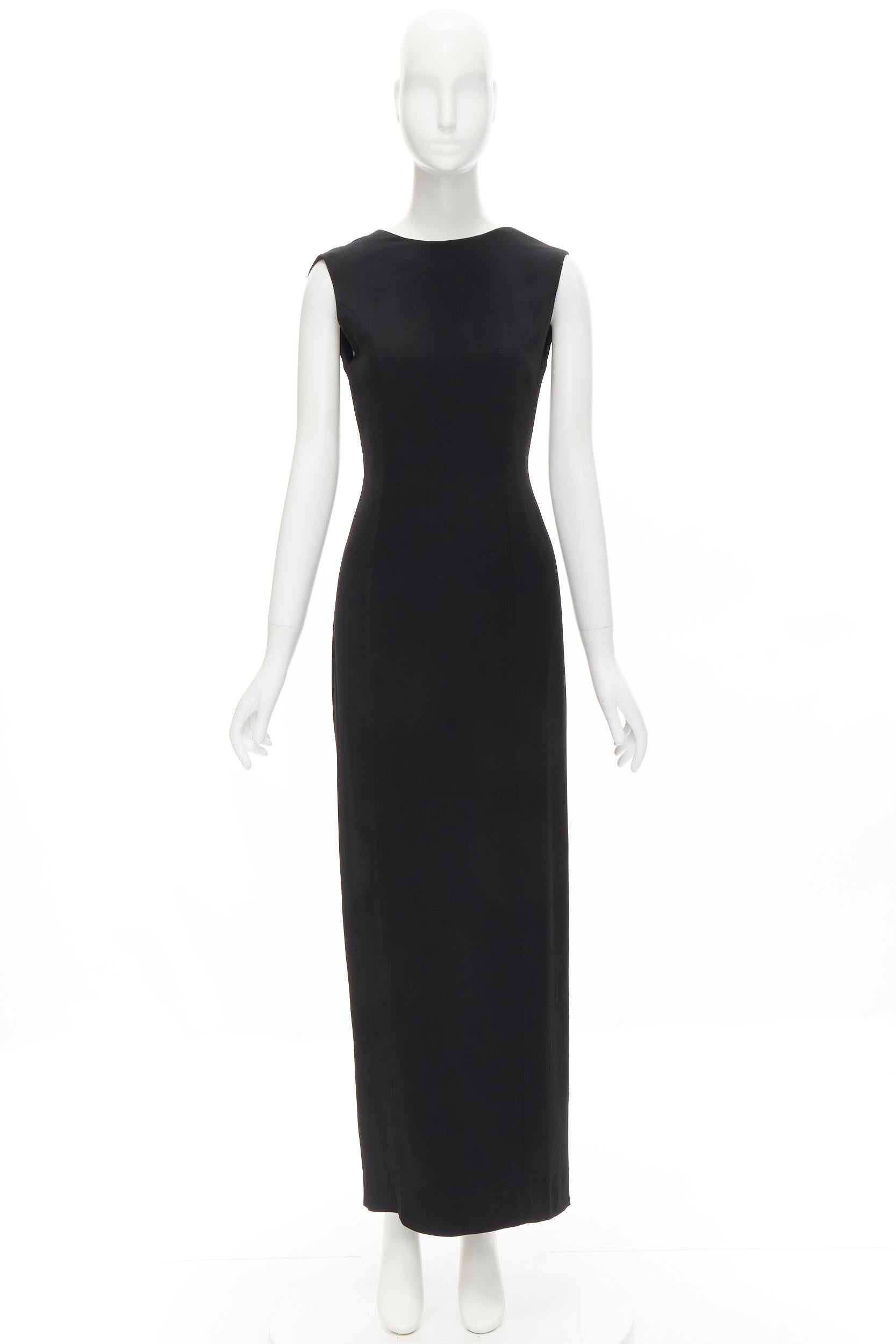 CHLOE Vintage Karl Lagerfeld black woven ribbon detail open back dress M 3