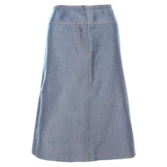 Chloe Vintage Navy Blue Cotton and Silk Twill High Waist Skirt S