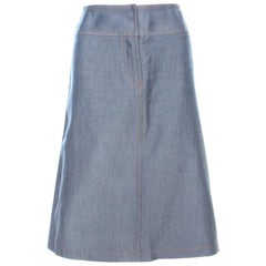 Chloe Vintage Navy Blue Cotton and Silk Twill High Waist Skirt S
