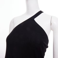 CHLOE Vintage noir viscose one shoulder asymmetrical minimalist cocktail dress S