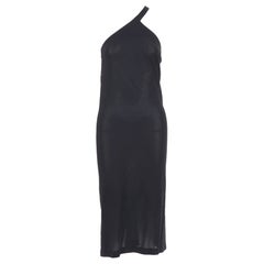 CHLOE Vintage noir viscose one shoulder asymmetrical minimalist cocktail dress S