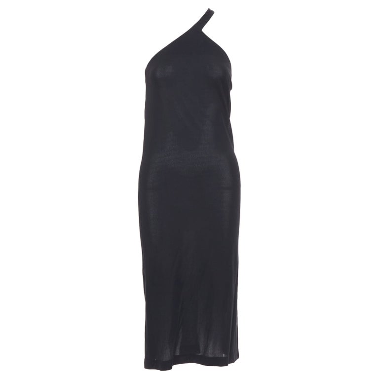 CHLOE Vintage noir viscose one shoulder asymmetrical minimalist cocktail dress S For Sale at 1stDibs