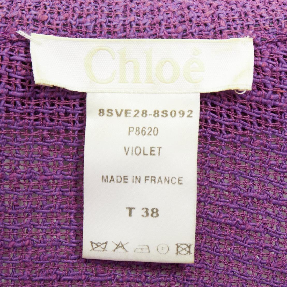 CHLOE Vintage púrpura mezcla de algodón de un solo botón alta capa baja chaqueta FR38 M en venta 3