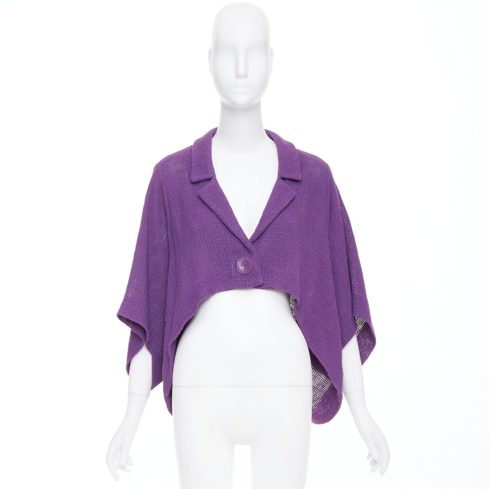 CHLOE Vintage púrpura mezcla de algodón de un solo botón alta capa baja chaqueta FR38 M en venta 4