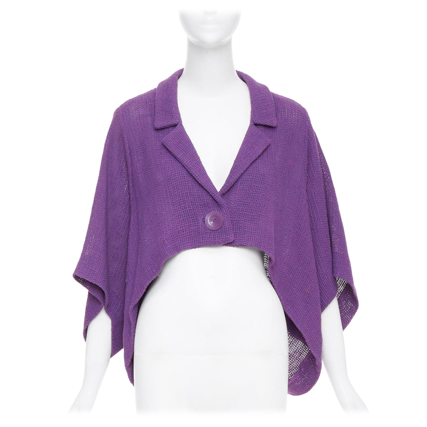 CHLOE Vintage púrpura mezcla de algodón de un solo botón alta capa baja chaqueta FR38 M en venta