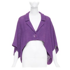 CHLOE Vintage púrpura mezcla de algodón de un solo botón alta capa baja chaqueta FR38 M
