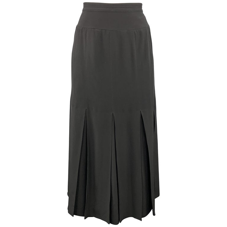 CHLOE Vintage Size 8 Black Pleated Bottom A Line Skirt at 1stDibs