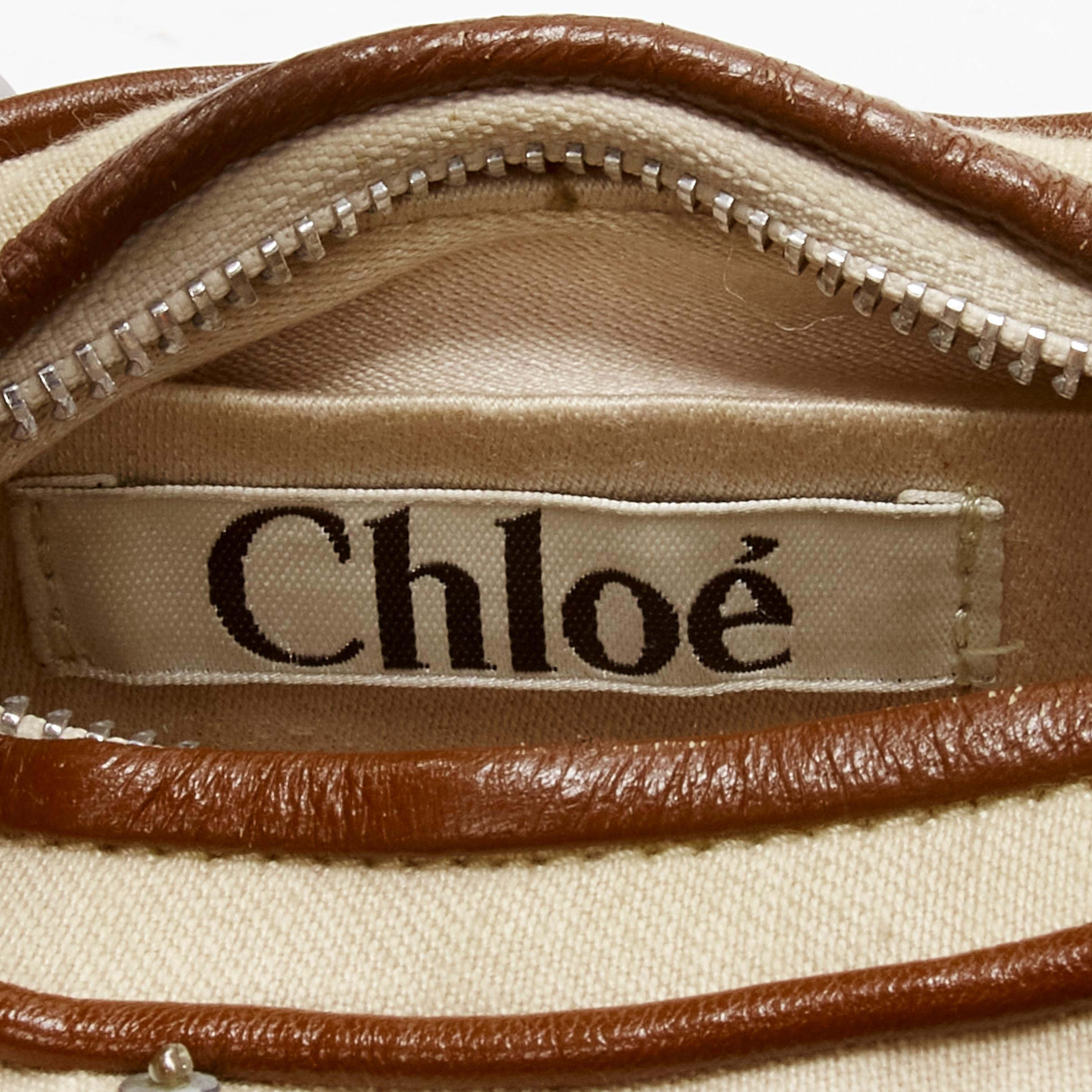 CHLOE Vintage wood metal beads embellished leather boho small hobo bag 7