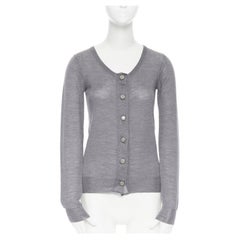 CHLOE Vintage wool silk  blend tonal raw shoulder seam snap button cardigan XS